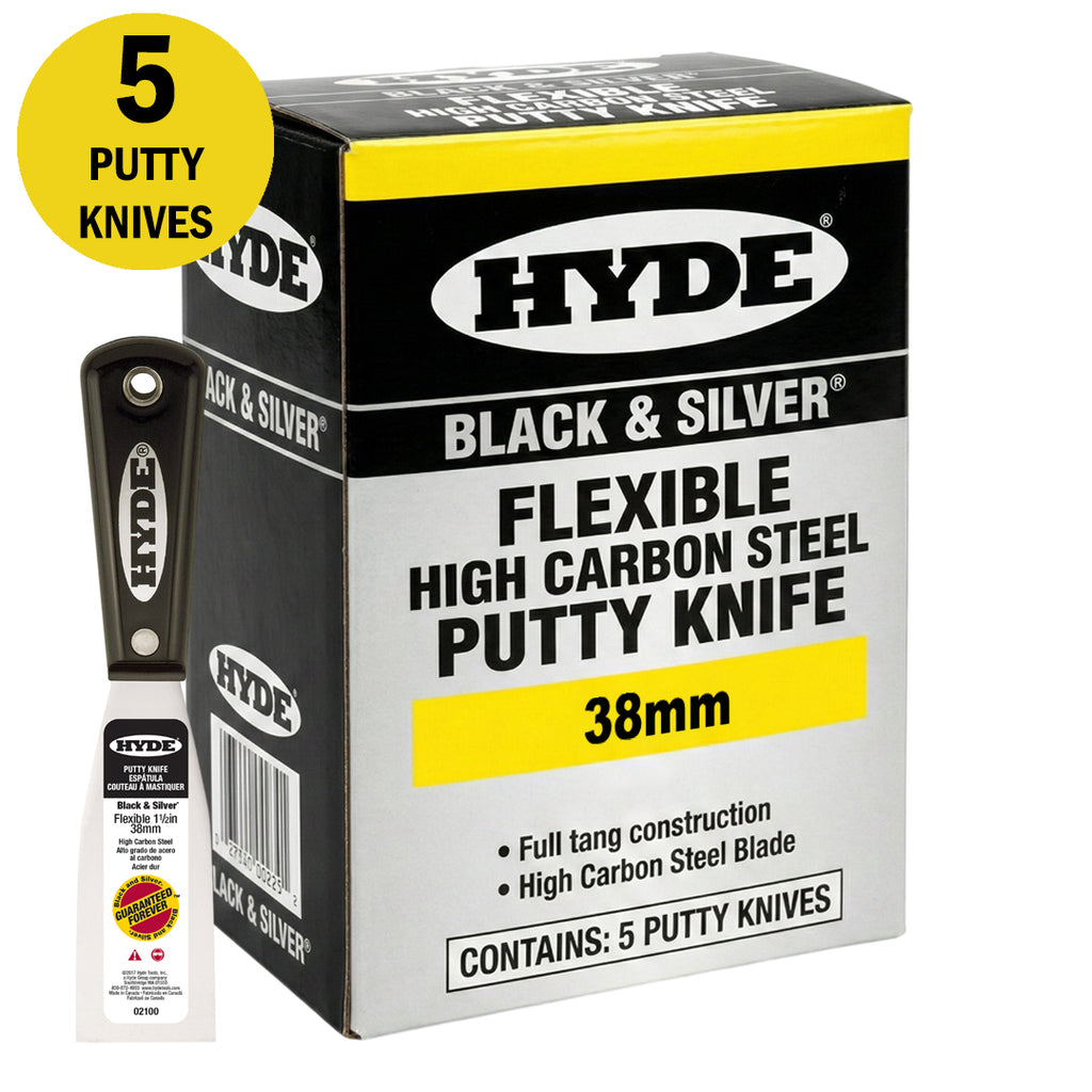 Hyde Flexible High Carbon Steel Black & Silver Putty Knife