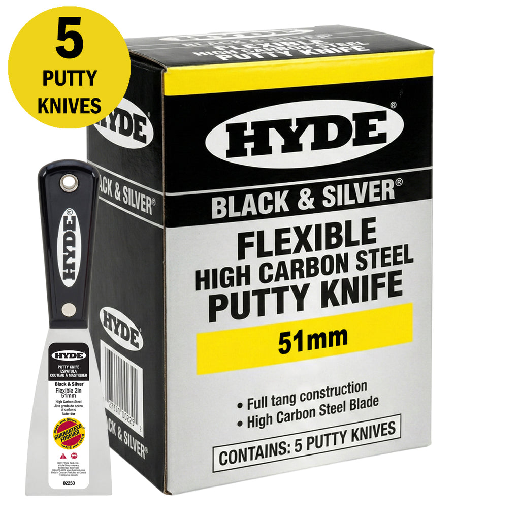Hyde Flexible High Carbon Steel Black & Silver Putty Knife