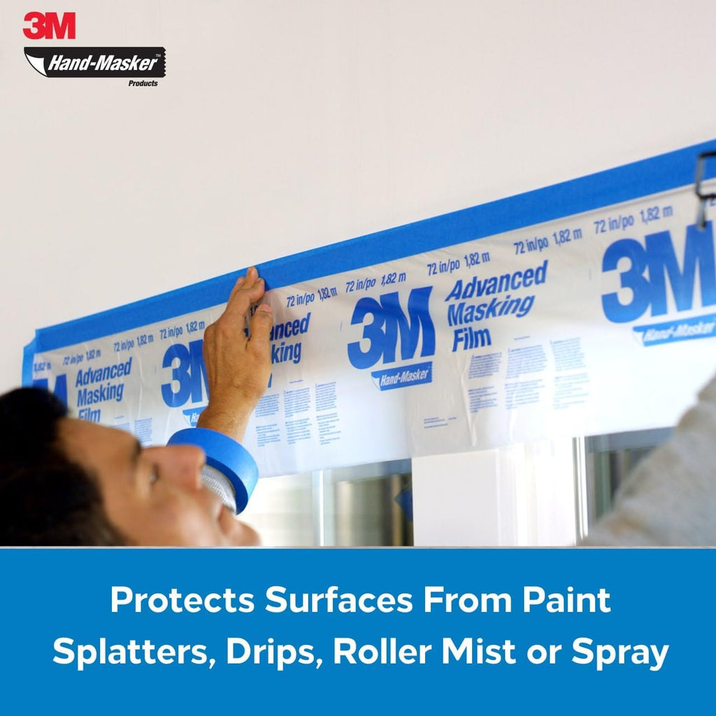 Using 3M Hand-Masker to protect window surfaces from paint splatters and drips