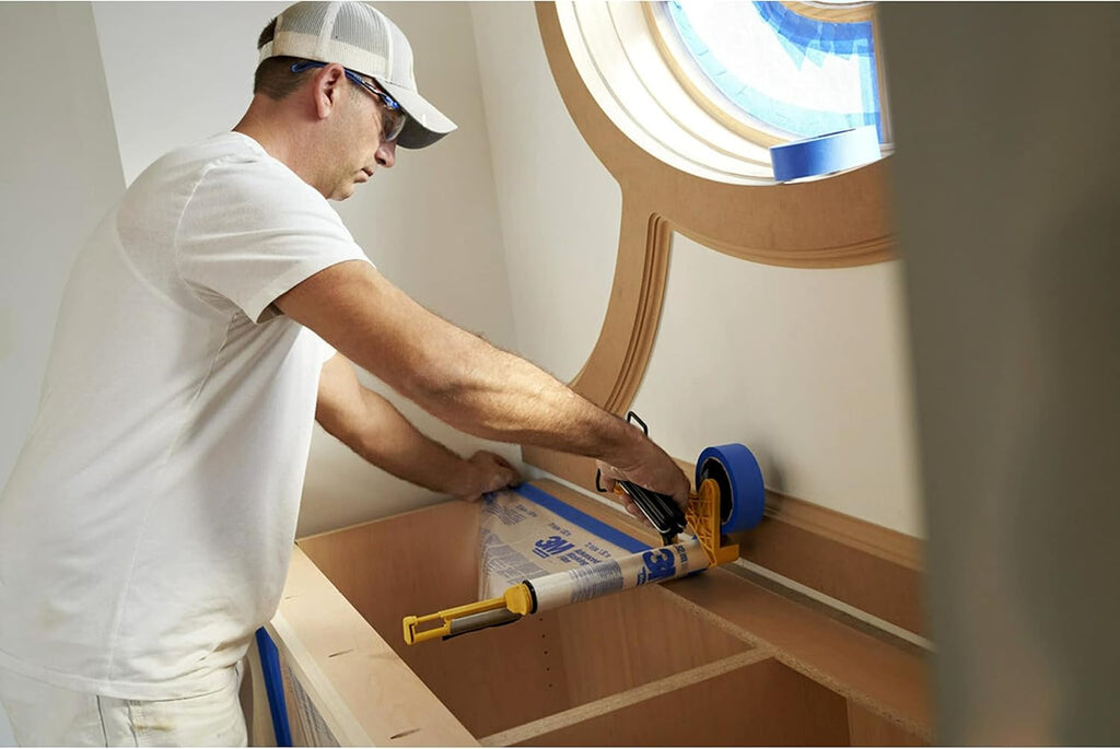 Masking cabinets with 3M Hand-Masker M3000 pre-assembled kit