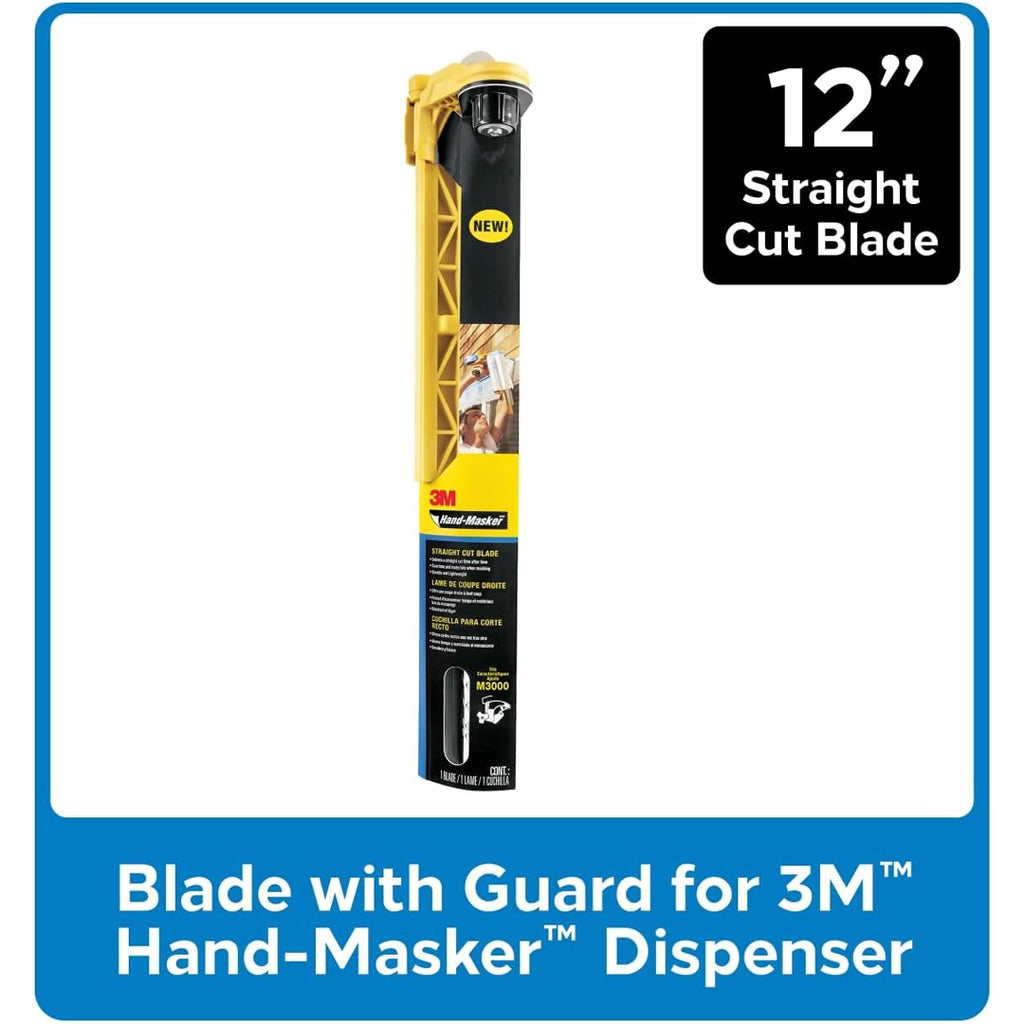 3M Hand-Masker 12-inch straight cut blade for masking film and paper, retail packaging