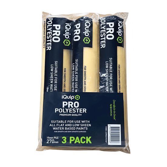 iQuip 270mm PRO Polyester Paint Roller Sleeve – Box of 4 x 3 Packs