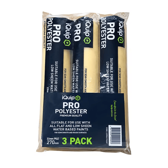 iQuip 270mm PRO Polyester Paint Roller Sleeve – Box of 4 x 3 Packs