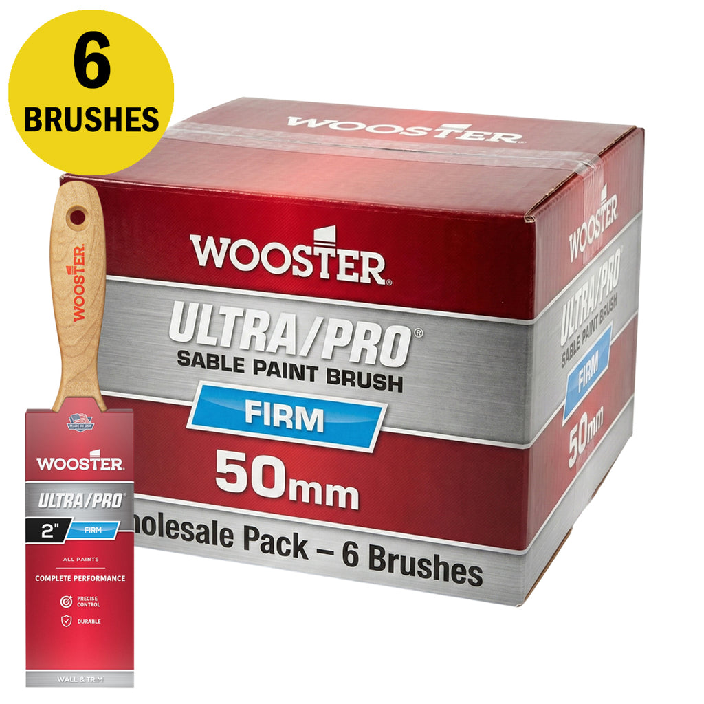 Wholesale box of 6 Wooster Ultra Pro Firm 50mm brushes for all paints and enamels