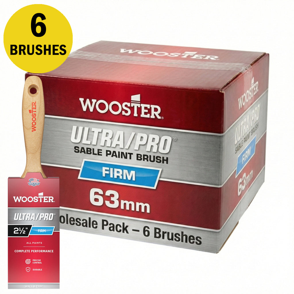 Wholesale box of 6 Wooster Ultra Pro Firm 63mm wall brushes for professional painters