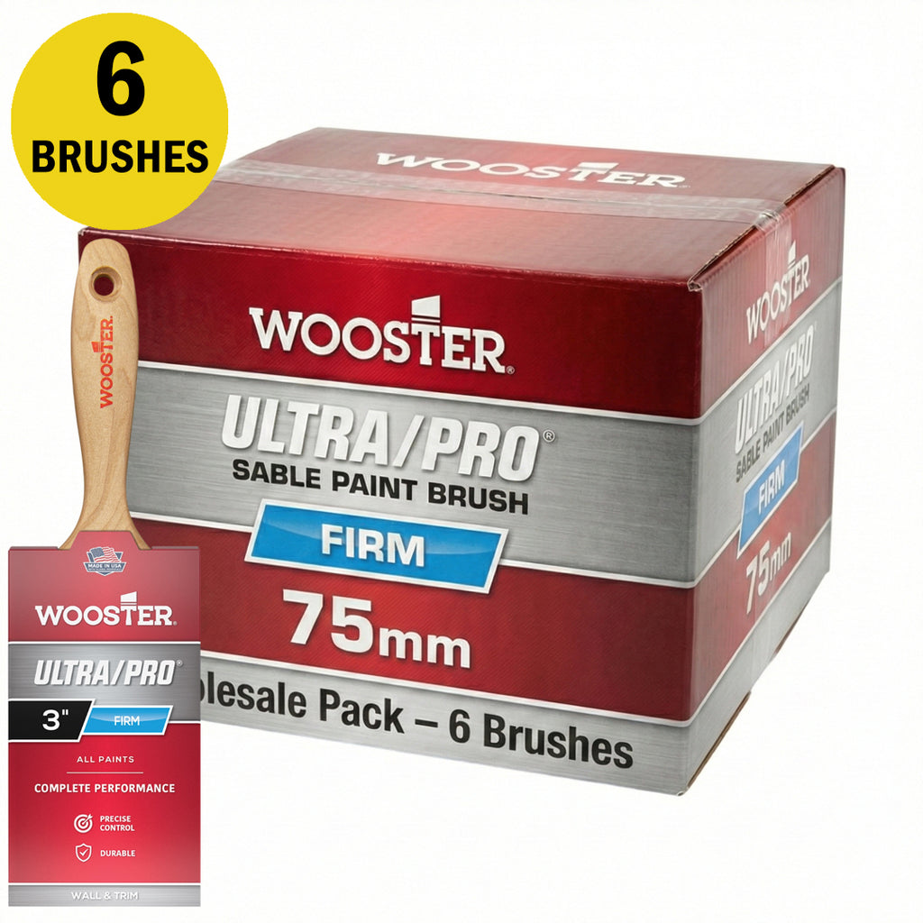 Wholesale box of 6 Wooster Ultra Pro Firm 75mm large wall brushes for professionals