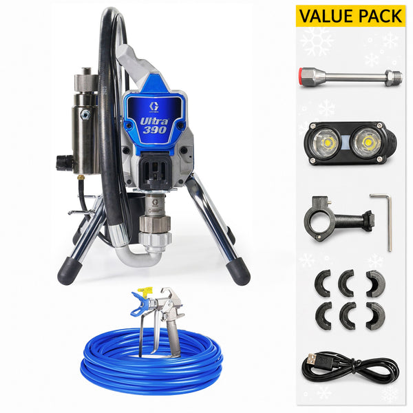 Graco Ultra 390 Electric Airless Sprayer - Stand Unit (25F517) with Value Pack