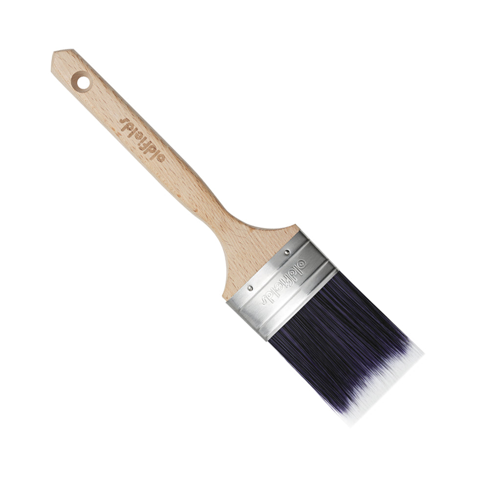 Oldfields Pro Series 63mm Oval Sash Cutter brush showing ergonomic long timber handle