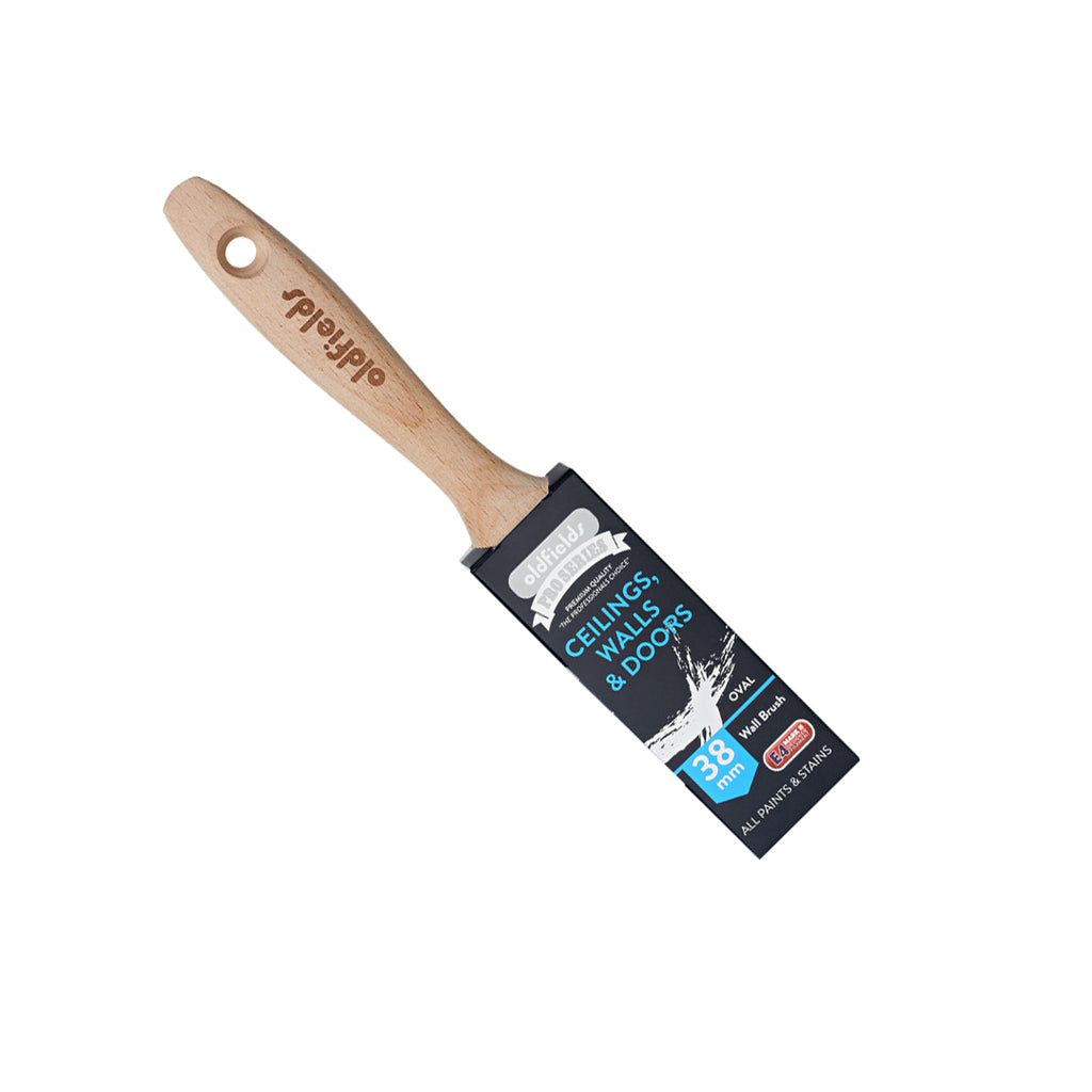 Oldfields Pro Series 38mm oval wall brush in packaging for ceilings walls and doors