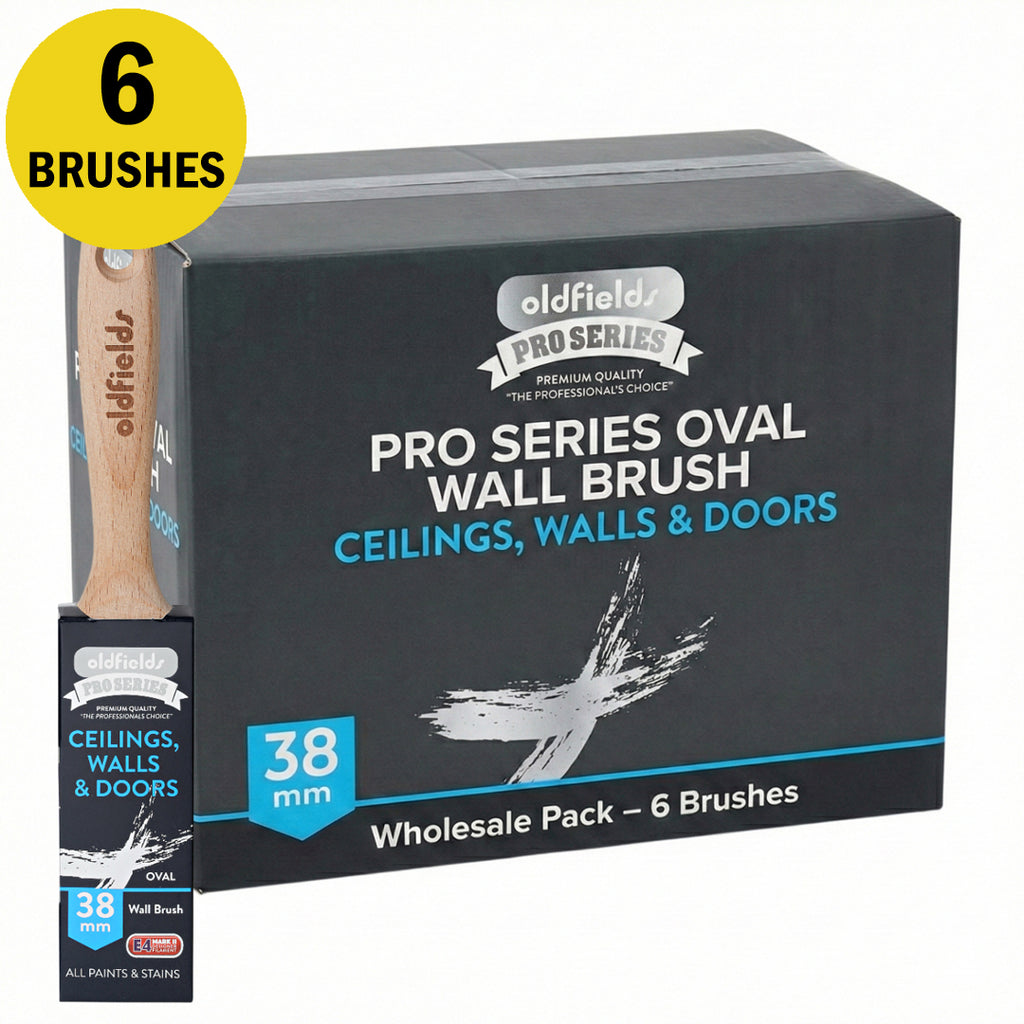 Wholesale box of 6 Oldfields Pro Series 38mm oval wall brushes for ceilings and doors