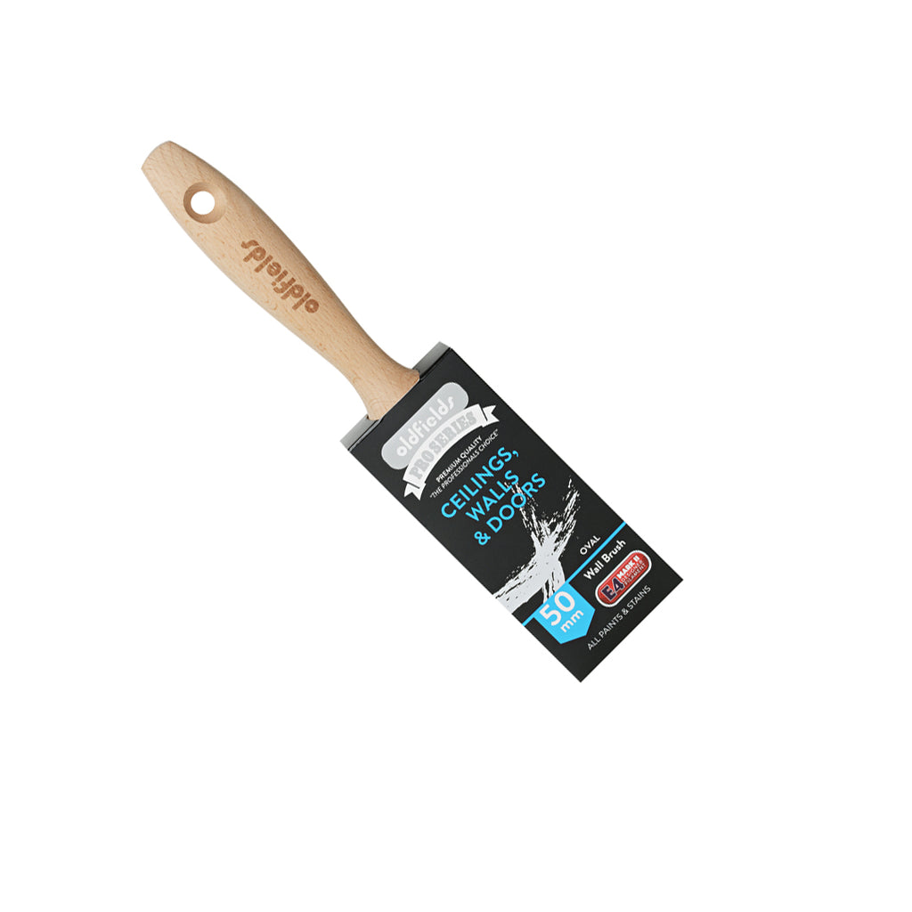 Oldfields Pro Series 50mm oval wall brush in packaging for ceilings walls and doors