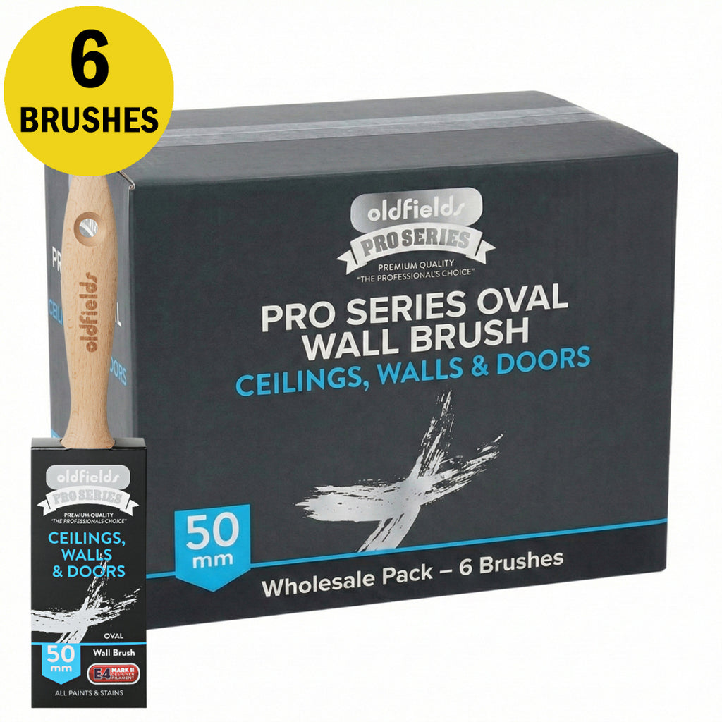 Wholesale box of 6 Oldfields Pro Series 50mm oval wall brushes for ceilings and doors