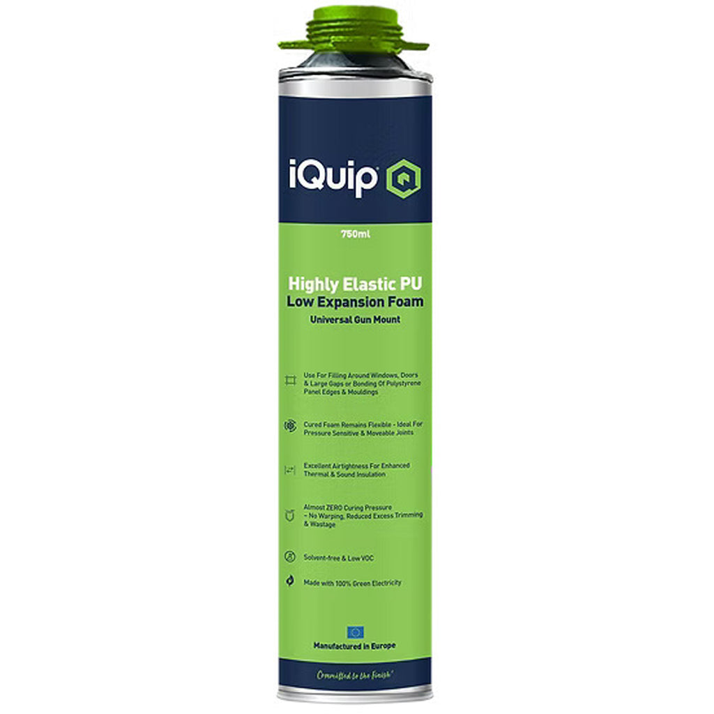 iQuip Highly Elastic PU Low Expansion Foam 750ml gun grade for windows and doors