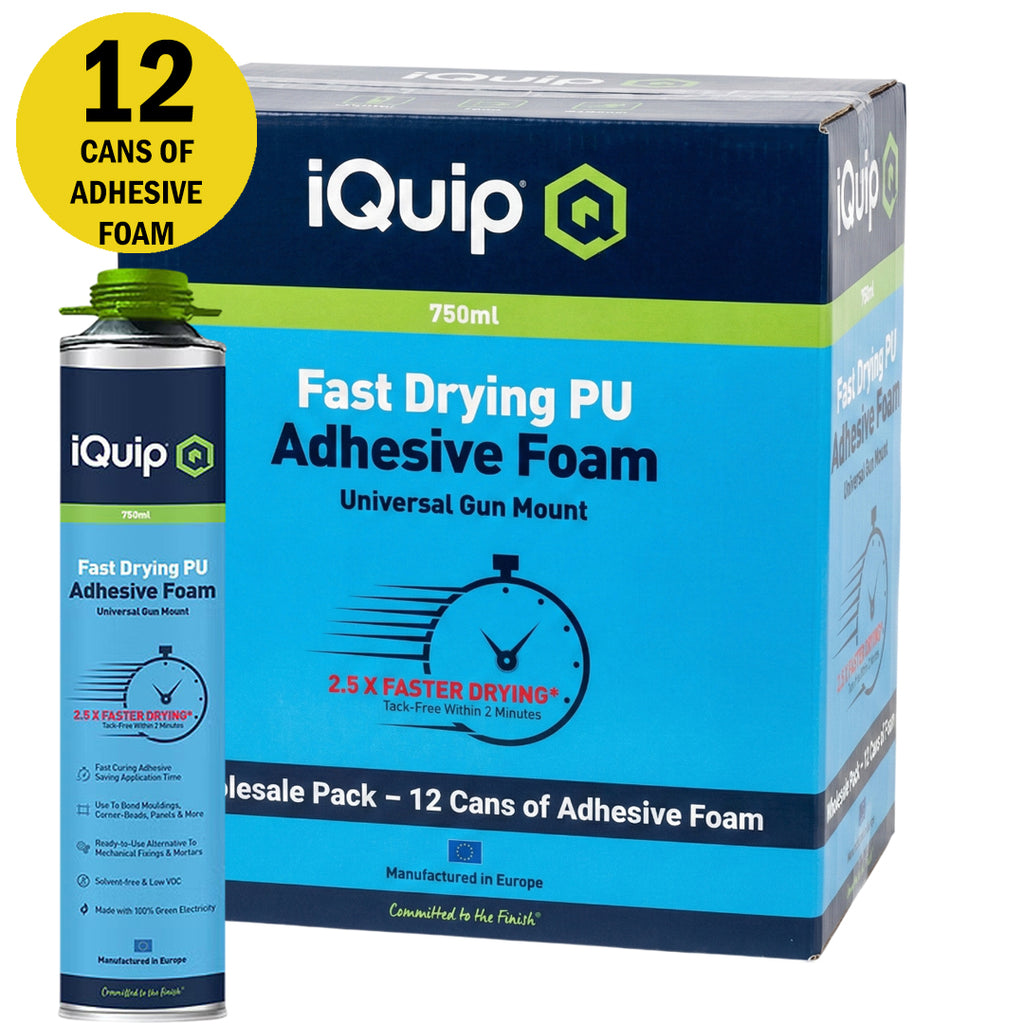 Wholesale box of 12 iQuip Fast Drying PU Adhesive Foam cans