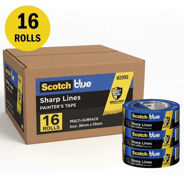 3M 2093 Blue Edge Lock Masking Tape 36mm x 55m Box of 16 rolls