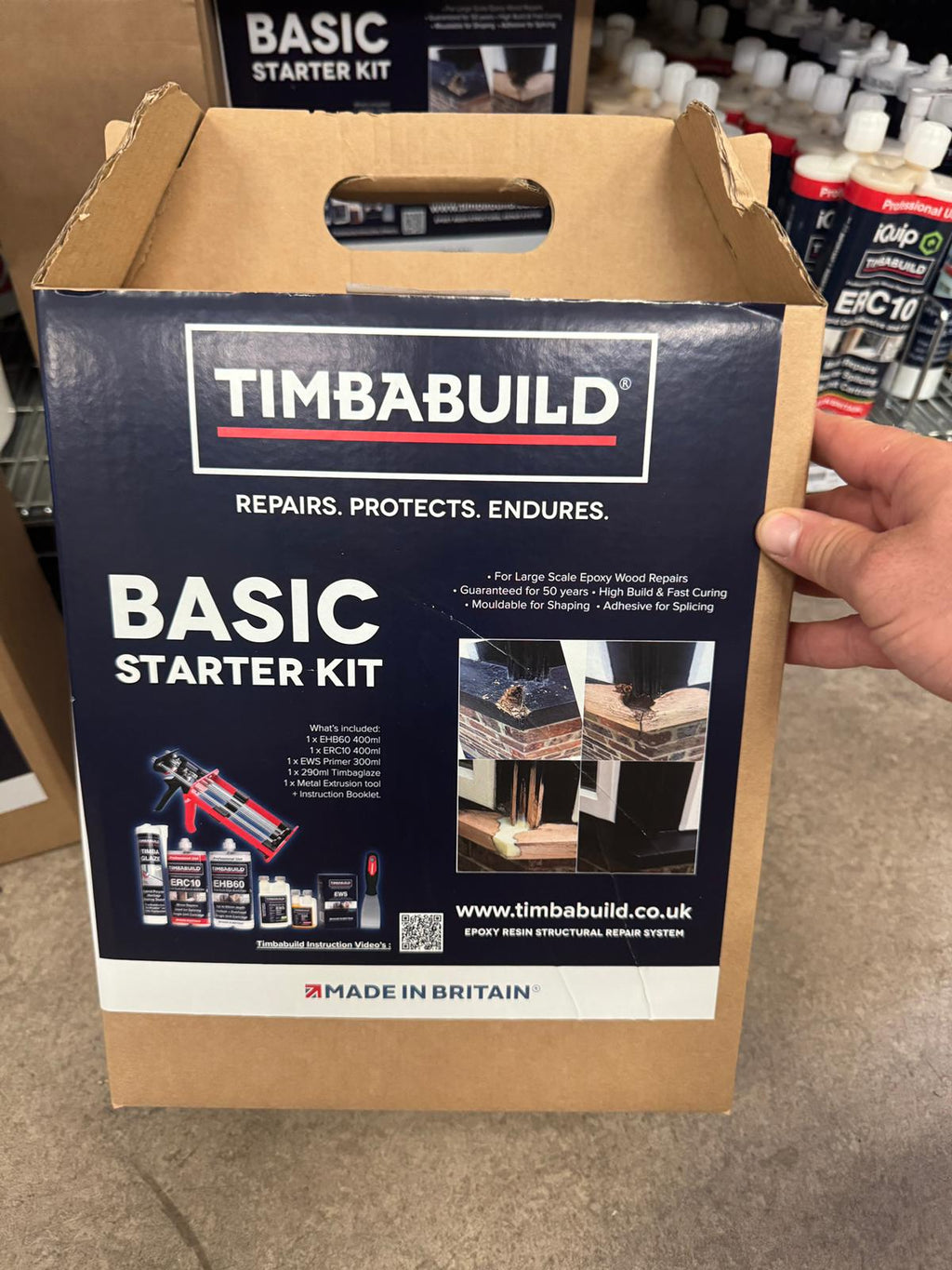 iQuip Timbabuild Basic Starter Kit box, professional timber restoration system