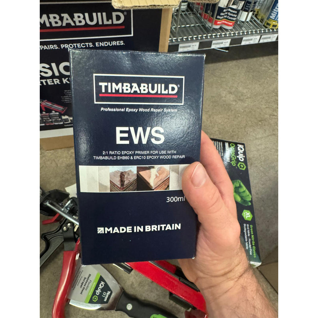 iQuip Timbabuild EWS 2:1 epoxy primer for stabilizing and priming decayed wood surfaces