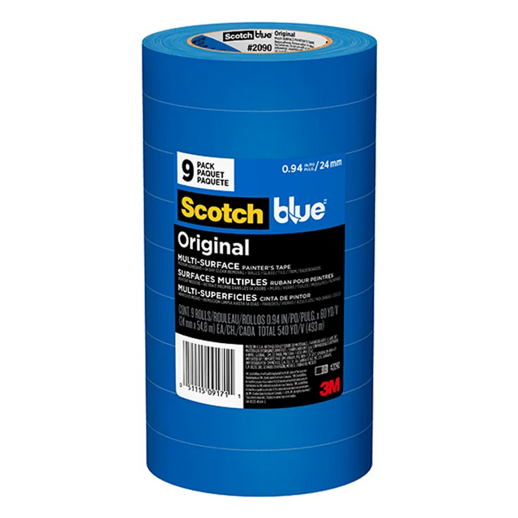 3M ScotchBlue 2090 Original Multi-Surface Painter’s Masking Tape - 24mm x 55m - 9 Pack