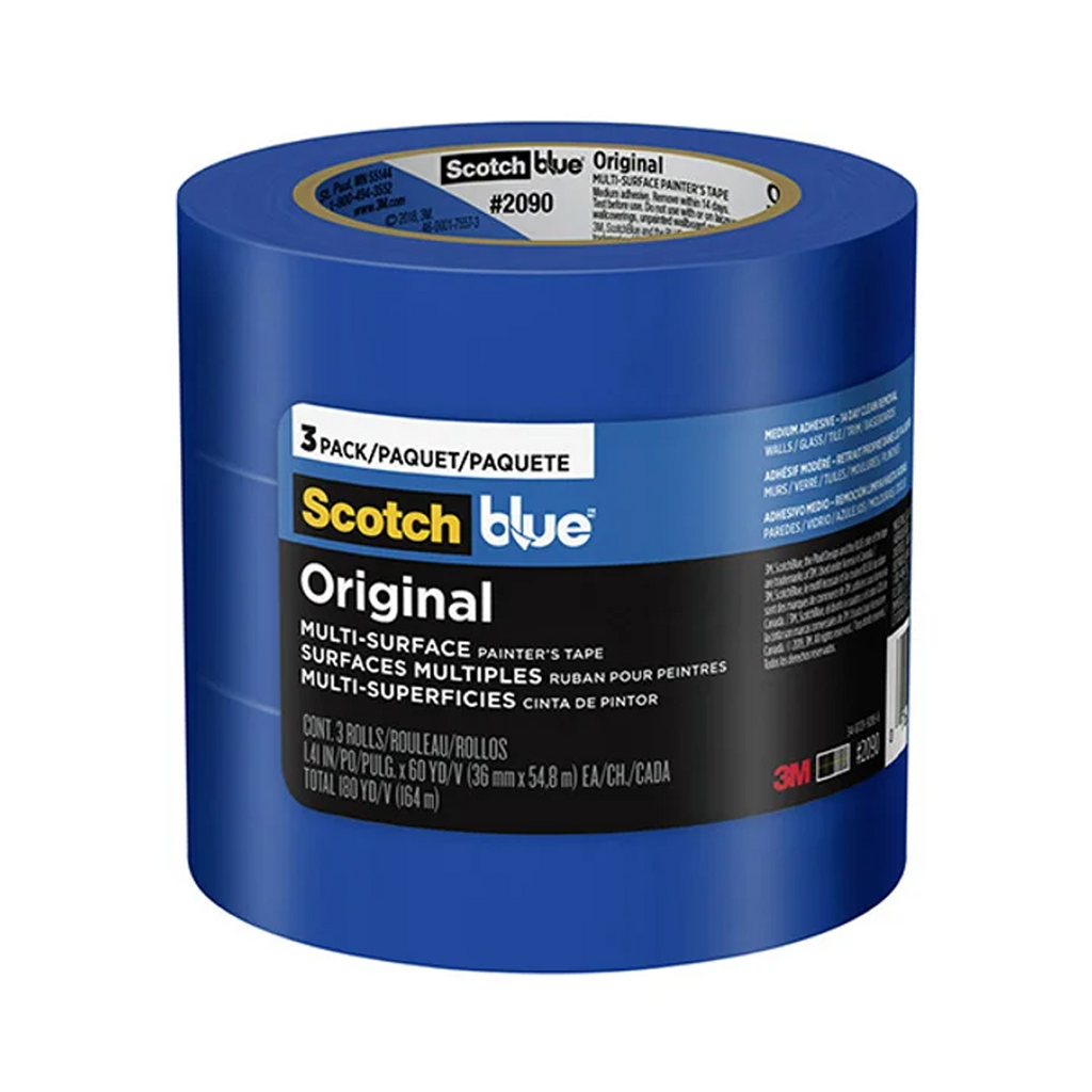 3M 2090 ScotchBlue 36mm x 55m Original Multi-Surface Painter’s Masking Tape - 3 Pack