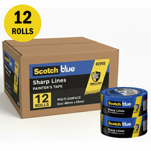 3M 2093 Blue Edge Lock Masking Tape 48mm x 55m Box of 12 rolls