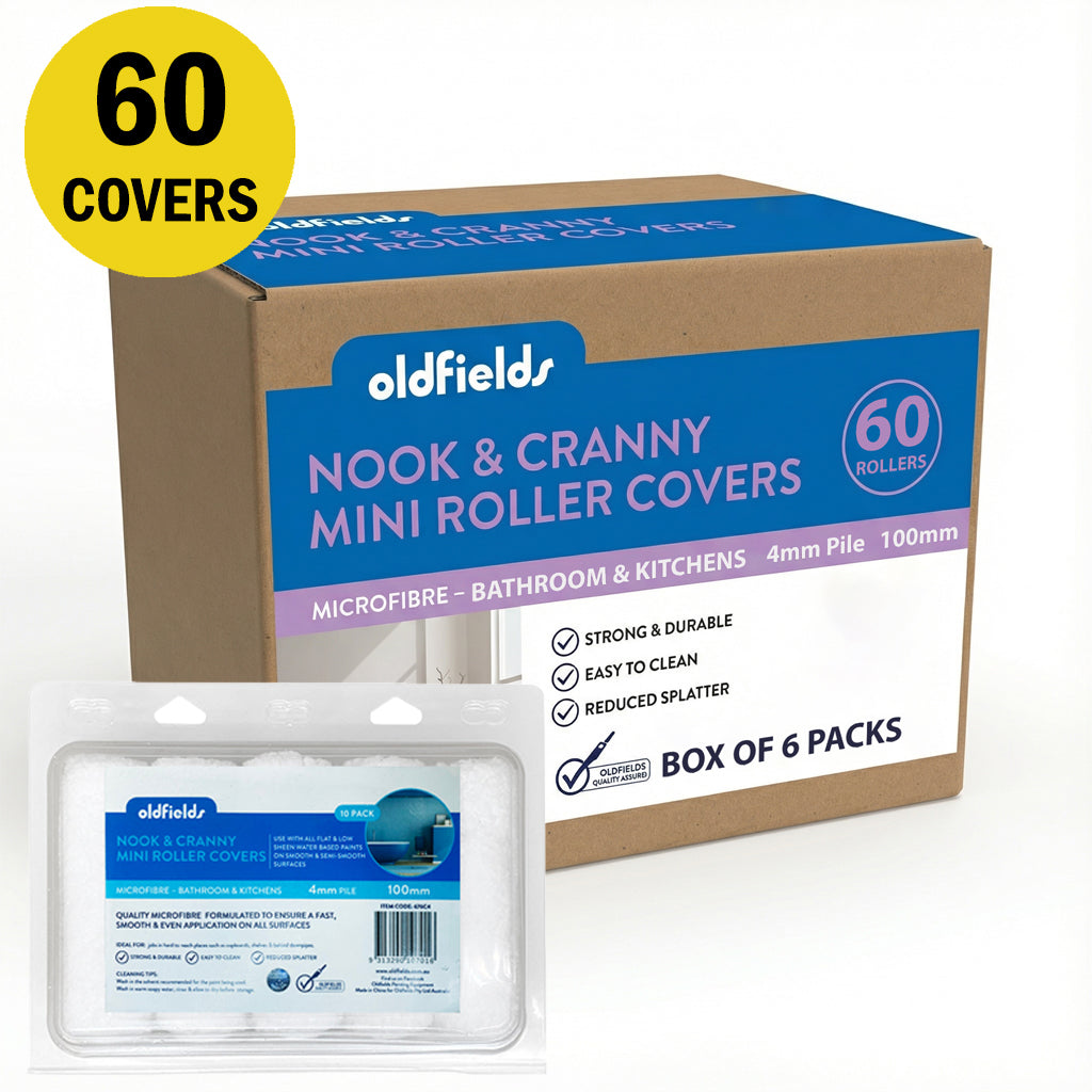 Professional 60 pack of Oldfields 100mm mini rollers with 4mm short pile microfibre