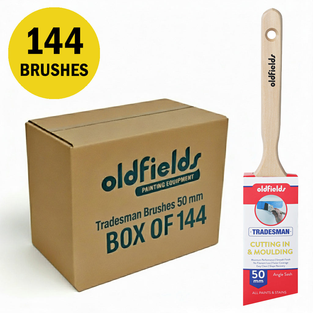 Wholesale box of 144 Oldfields Tradesman 50mm angled sash paintbrushes for pro use