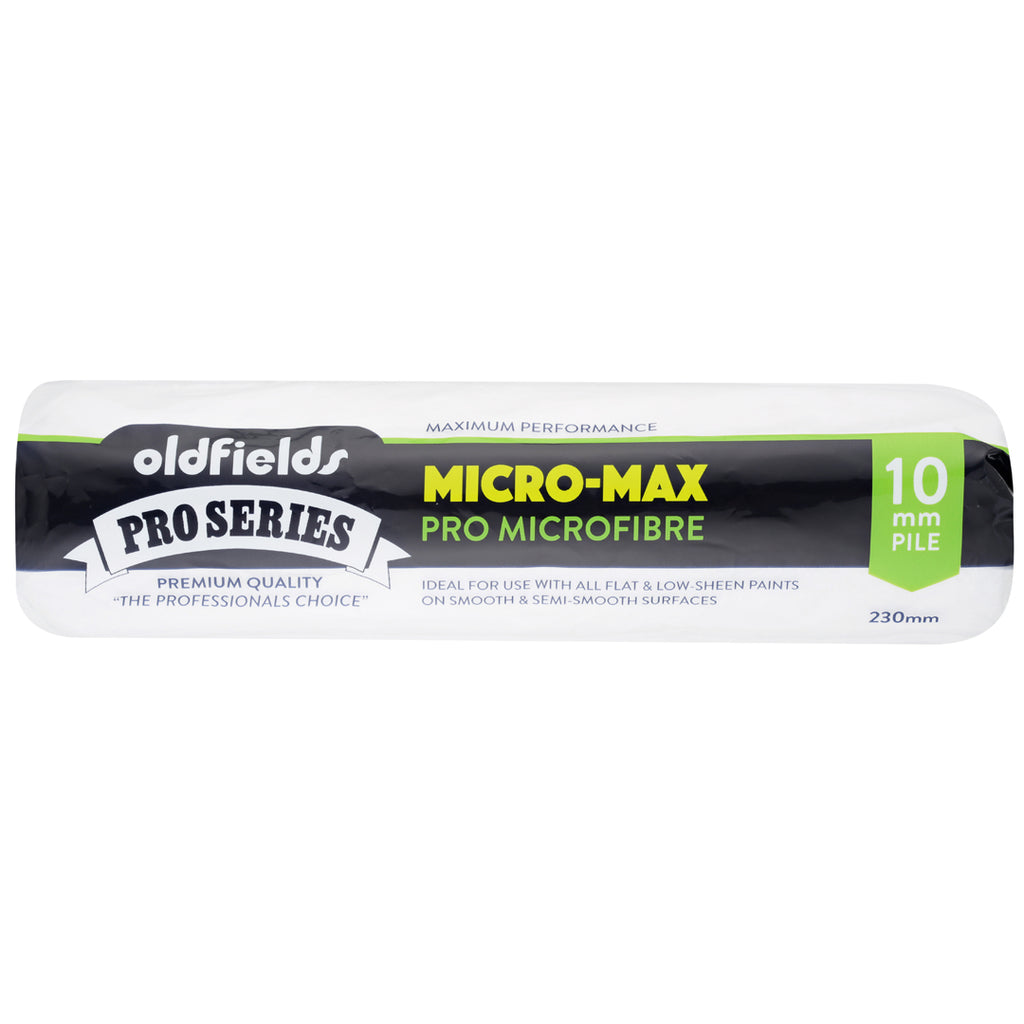 Oldfields Micro-Max Pro Series 230mm microfibre roller cover with 10mm pile for smooth walls