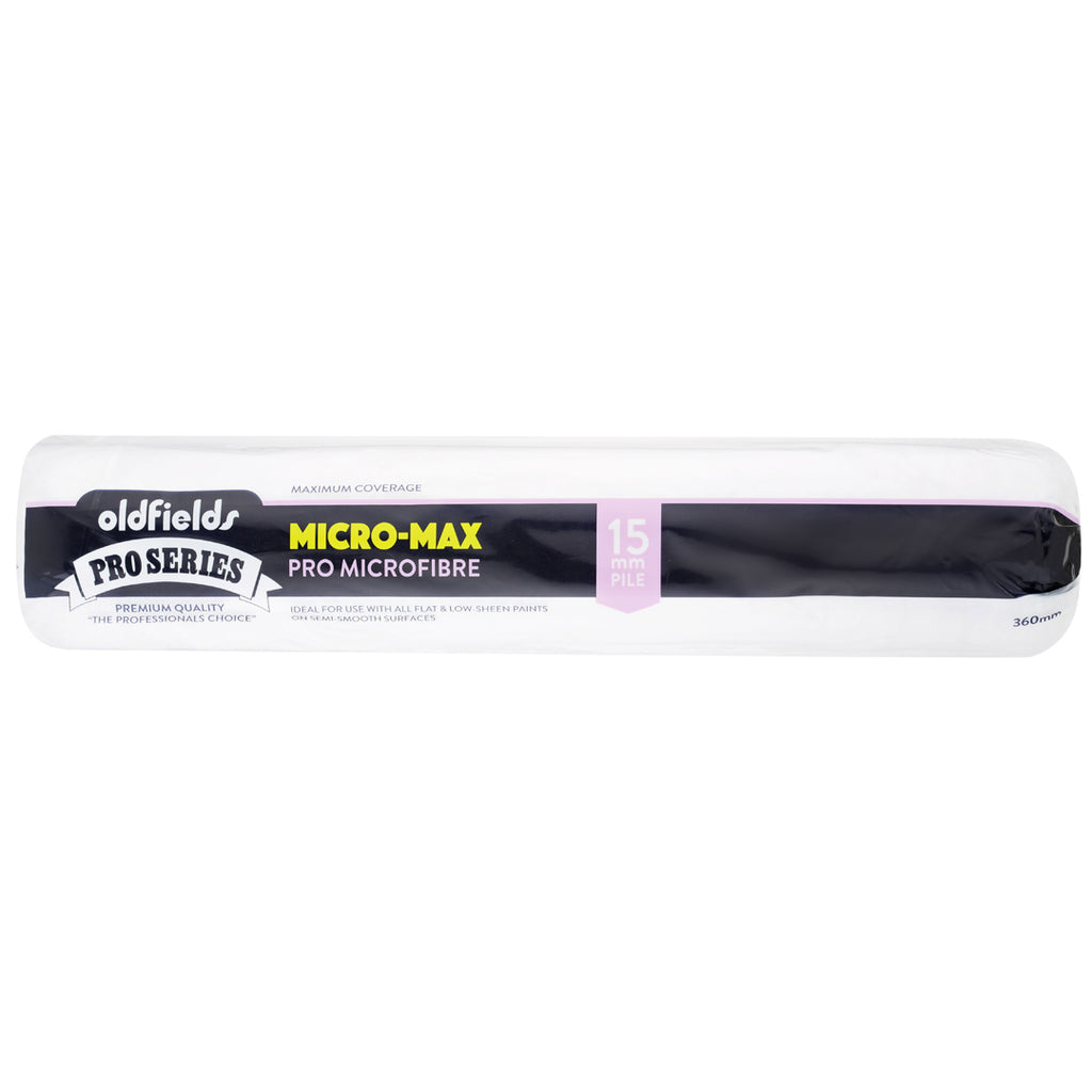 Oldfields Micro-Max Pro Series 360mm wide roller cover 15mm nap for maximum coverage