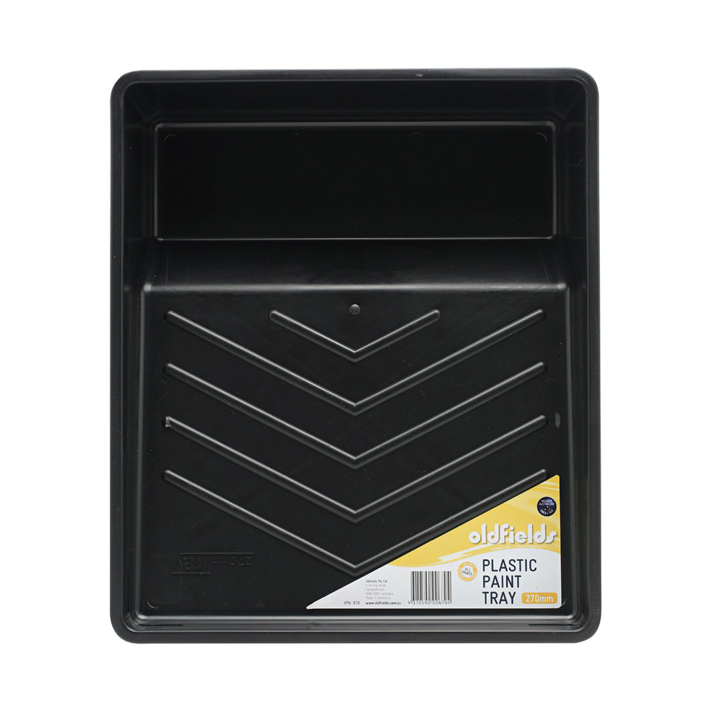 Oldfields 270mm heavy-duty polypropylene paint tray with chevron ridges for trade use