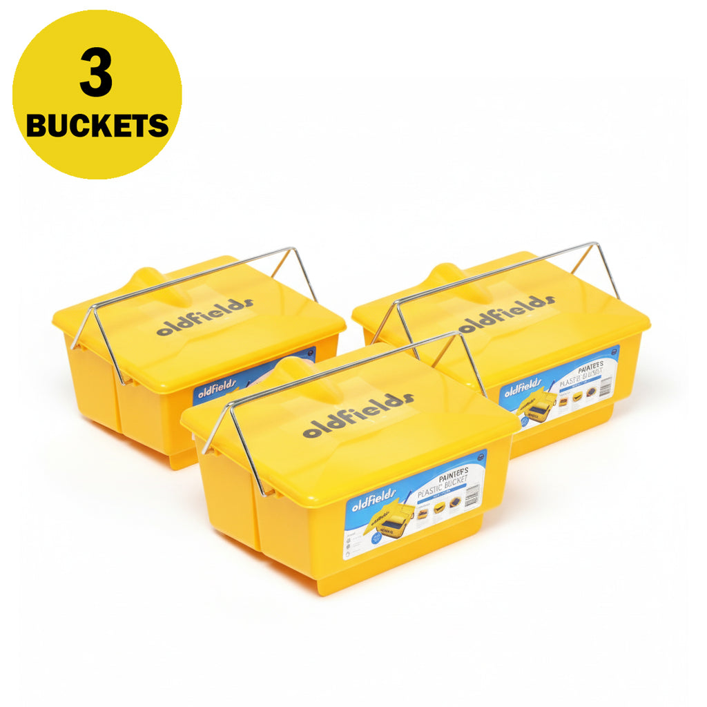Oldfields Strong Plastic Bucket with Lid for Painters Pack of 3