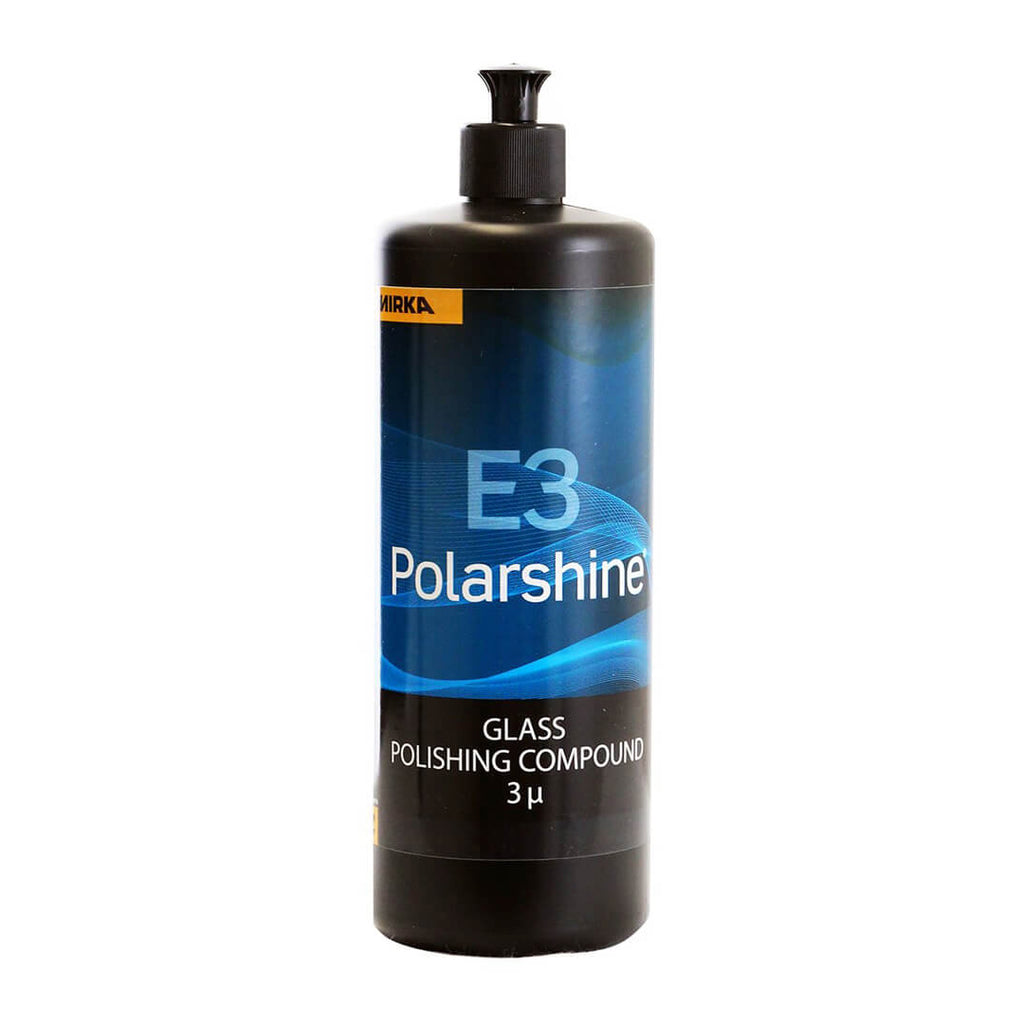 1-litre bottle of Polarshine E3 silicone-free compound for automotive glass restoration
