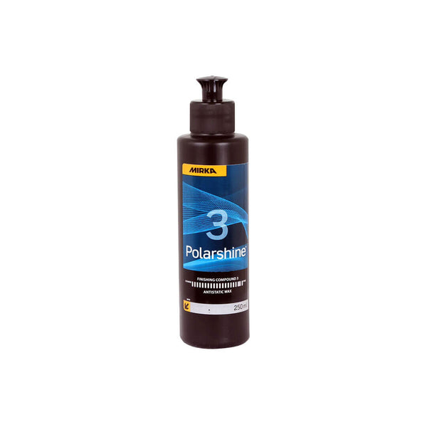 250ml bottle of Polarshine 3 finishing compound for hologram removal on dark paint
