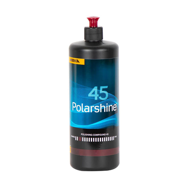 1-litre bottle of Mirka Polarshine 45 coarse-cutting compound for marine gelcoat restoration