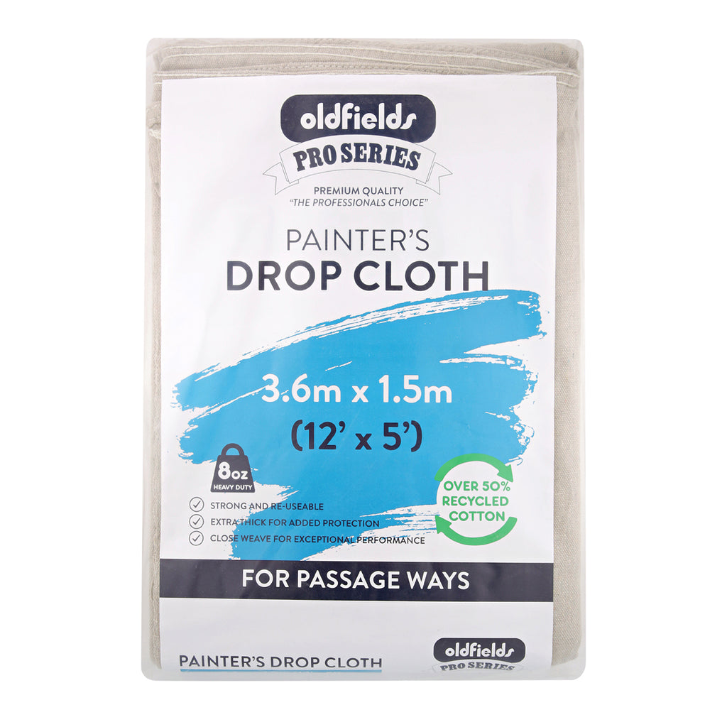 Oldfields Pro Series 3.6m x 1.5m painter's drop cloth for passage ways, heavy-duty 8oz