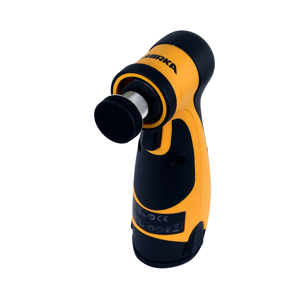 Underhead view showing the 32mm grip backing pad on a Mirka AROS-B cordless sander