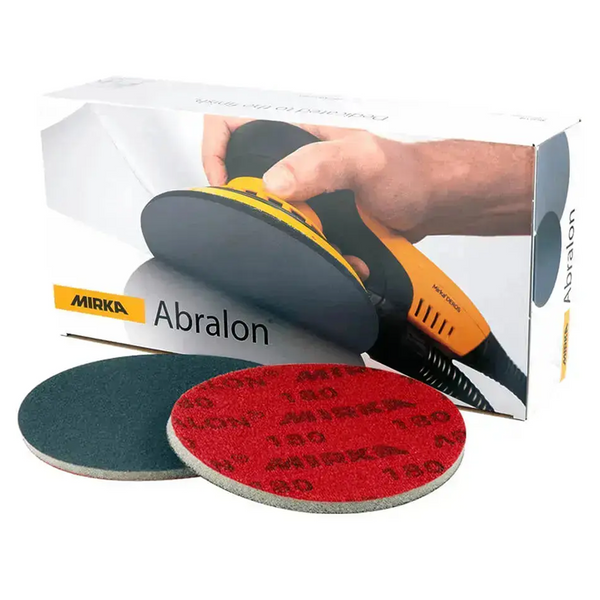 Pack of Mirka Abralon 150mm foam sanding discs for automotive and marine paint prep