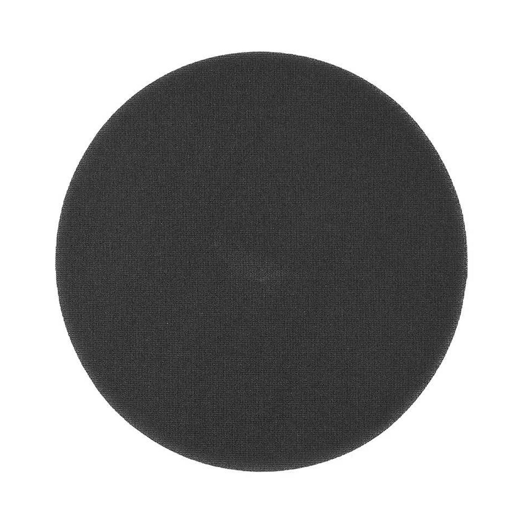 Top view of a solid black Abralon finishing disc with silicon carbide grain