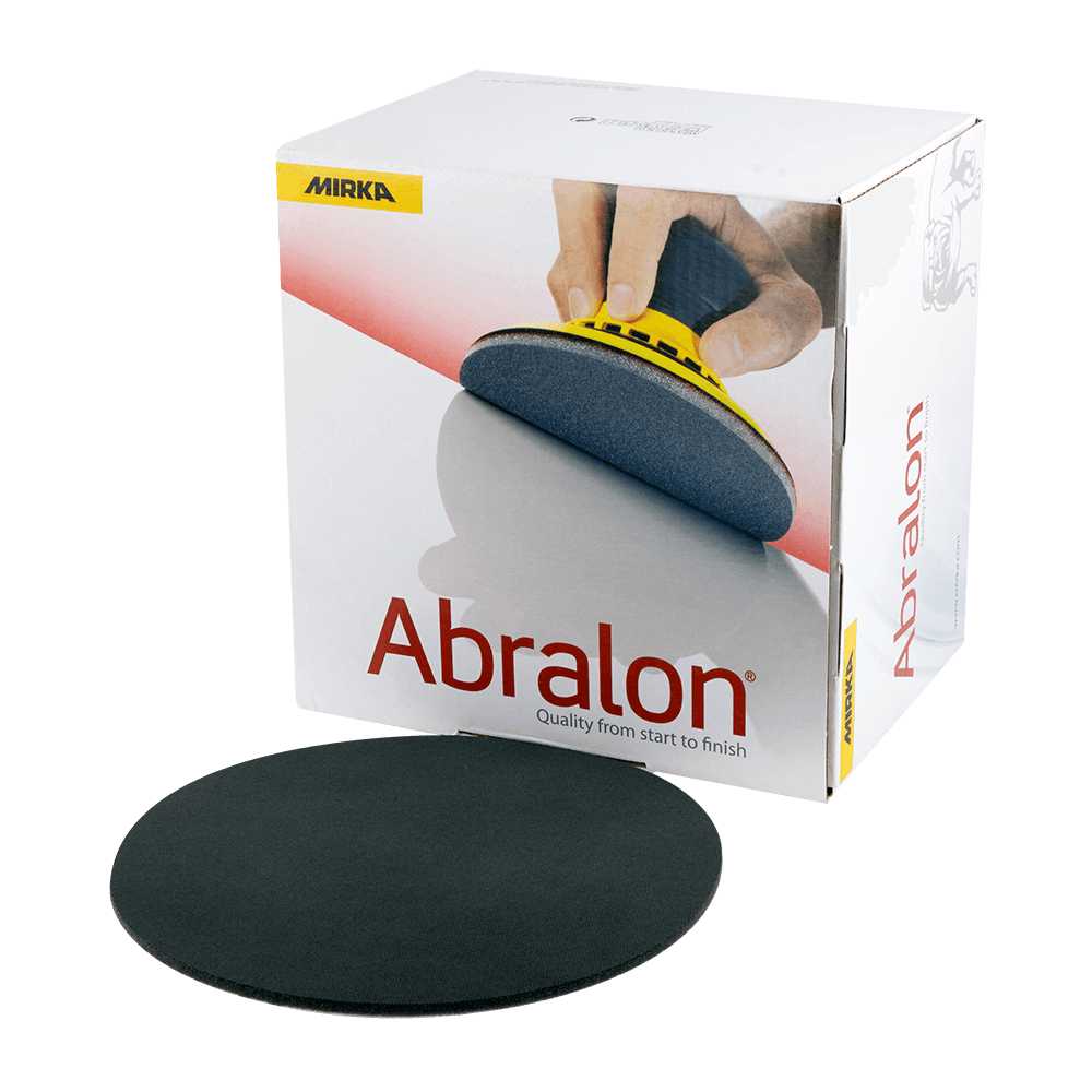 Dispenser box of Mirka Abralon J3 150mm ultrafine finishing discs with a sander