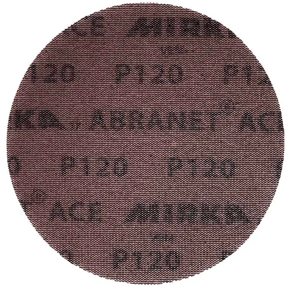 Close-up of the P120 grit ceramic-coated surface on an Abranet Ace net disc