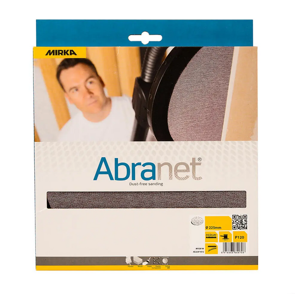 Pack of 10 Mirka Abranet 225mm mesh discs for professional plaster and drywall sanding