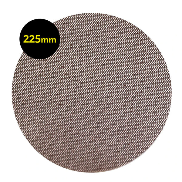 Mirka Abranet 225mm professional mesh disc with a yellow label indicating metric diameter