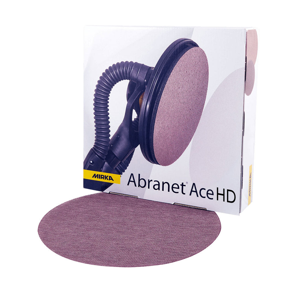 Mirka Abranet Ace HD 125mm ceramic net discs with a professional sander and dispenser box