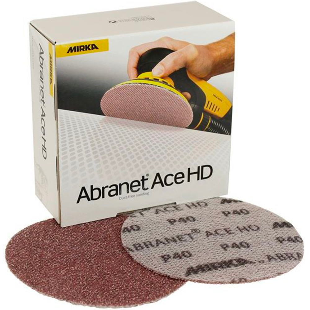 Dispenser box for Mirka Abranet Ace HD containing 25 premium ceramic net discs