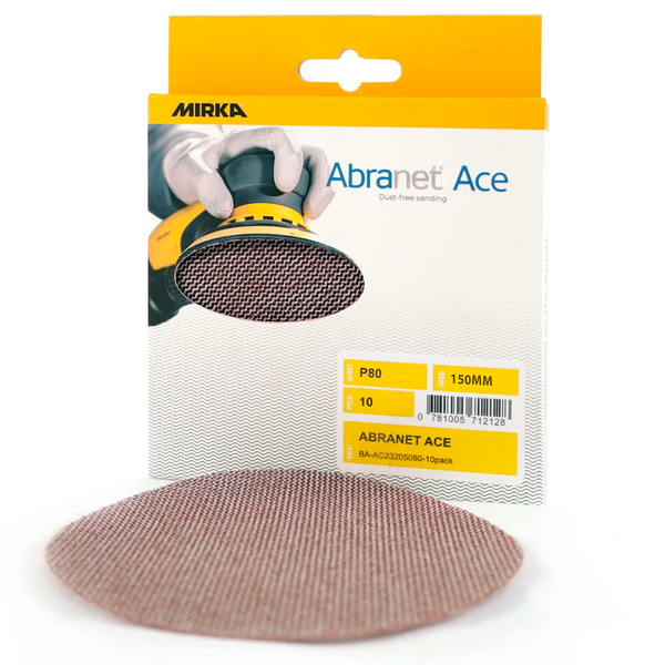 Pack of 10 Mirka Abranet Ace 150mm ceramic net discs for dust-free sanding