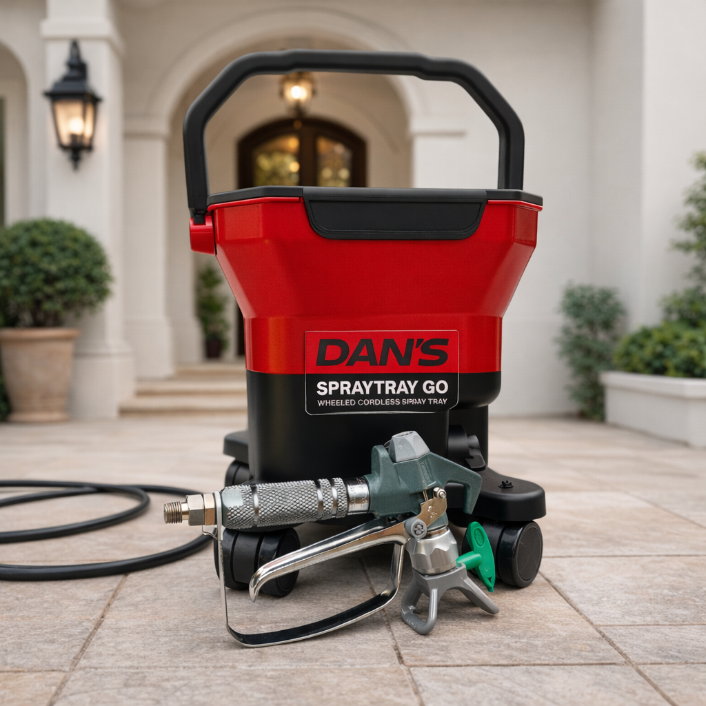 DAN’S Cordless Airless Cart Paint Sprayer – Tray Spray Go (Wheeled Unit)