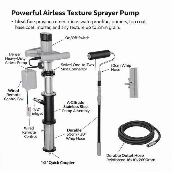 DAN'S Putty & Plaster Texture Pump - Auger System - Up to 2mm Grain
