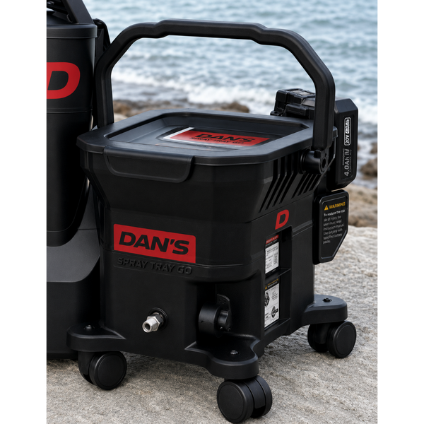 DAN’S Cordless Airless Cart Paint Sprayer – Tray Spray Go (Wheeled Unit - Black)