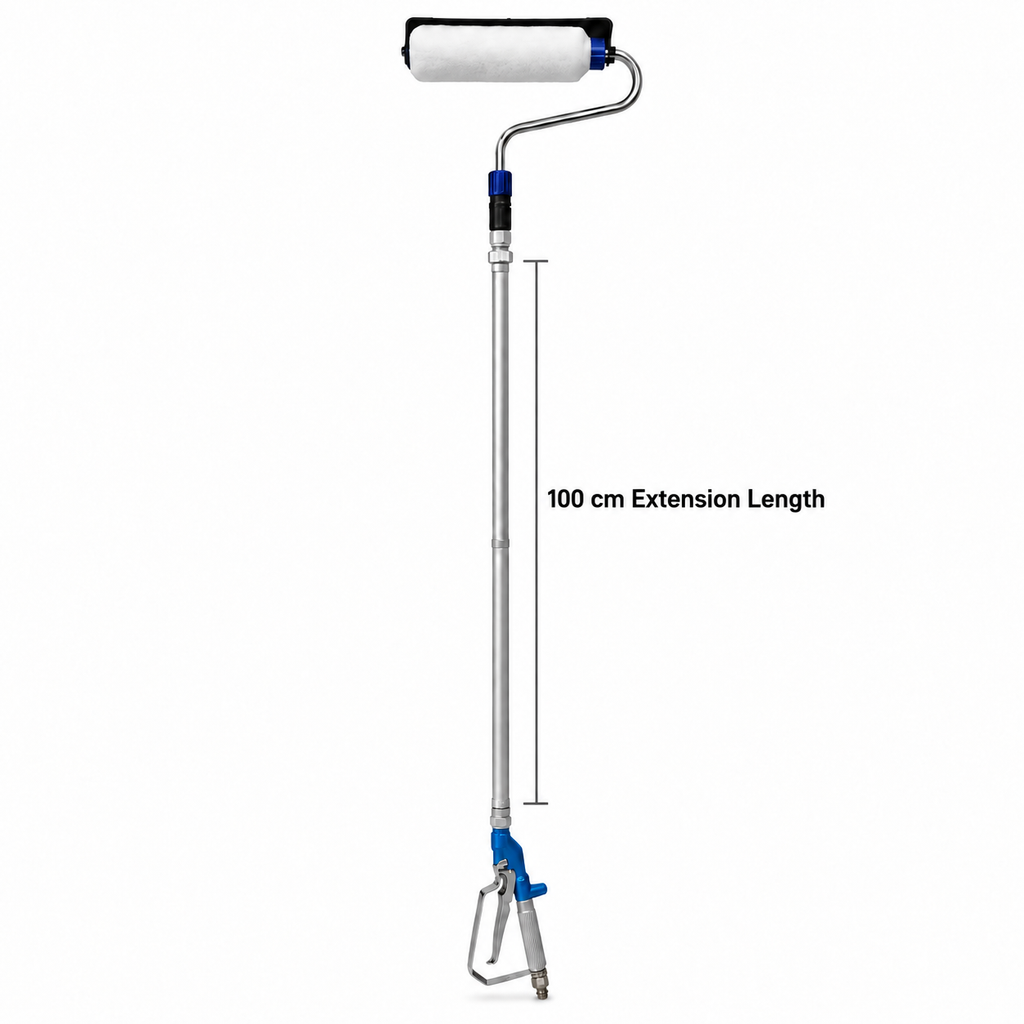 DAN’S 12mm Nap Airless Pressure Paint Roller Kit with 1m Extension Pole & Spray Gun – 248 Bar