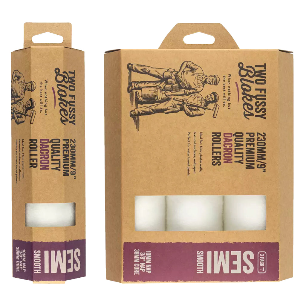 TWO FUSSY BLOKES Dacron 230mm Paint Rollers 10mm Nap