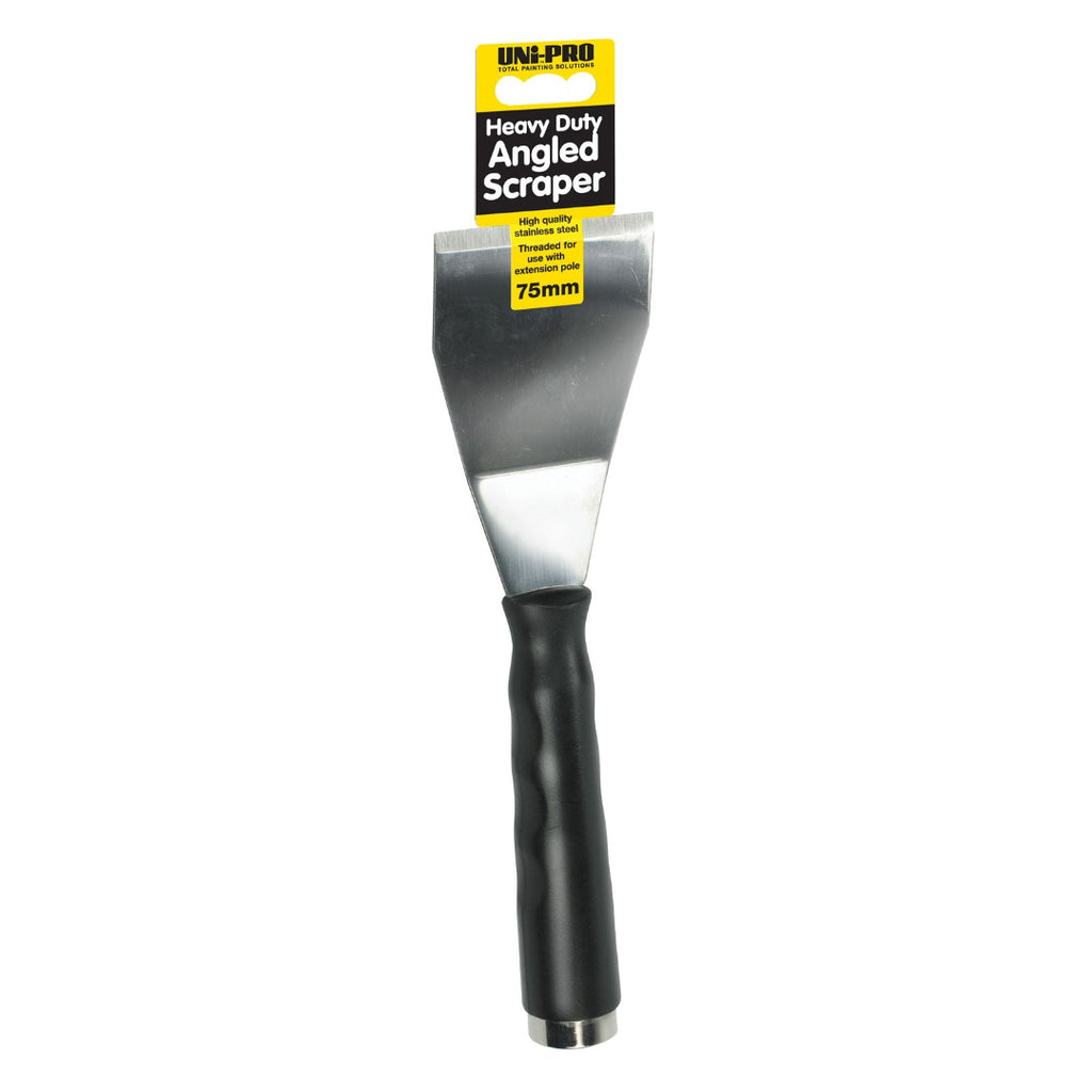 Uni-Pro Heavy Duty Stainless Steel Pole Angled Scraper 75mm - Box of 6